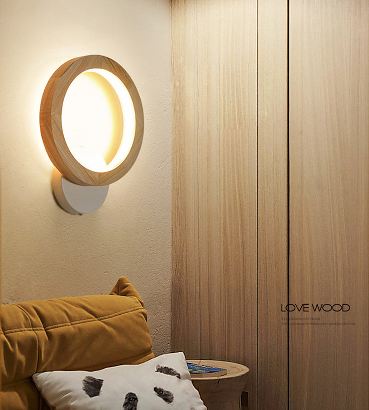 Lámpara de pared de madera de luz de pared de estilo minimalista nórdico