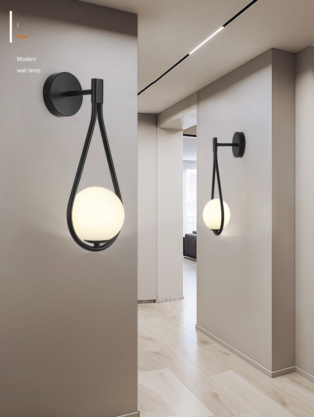 Lampe murale du globe moderne Verre blanche 1 lumière lumineuse légère pour la chambre corride