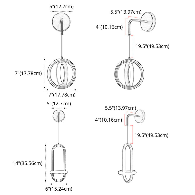 Ultramoderne ring wandbevestiging verlichting aluminium wand gemonteerd verlichtingsarmatuur voor woonkamer