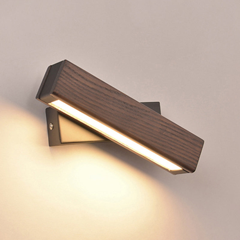 Modern Indoor Wall Sconce LED Rectangular Wooden Wall Lamp for Bedside with Adjustable Head