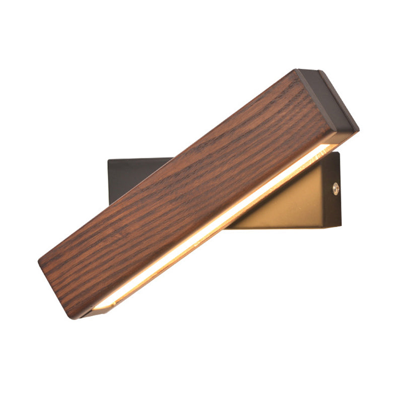 Modern Indoor Wall Sconce LED Rectangular Wooden Wall Lamp for Bedside with Adjustable Head