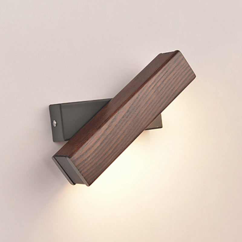Modern Indoor Wall Sconce LED Rectangular Wooden Wall Lamp for Bedside with Adjustable Head