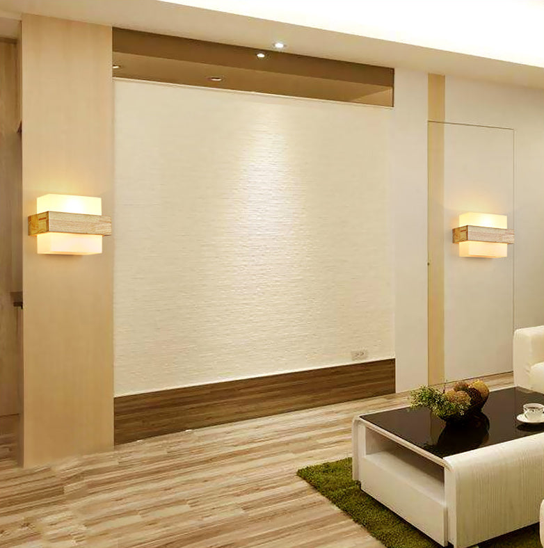 Gamique en bois de style minimalisme contemporain Éclairage d'éclairage de nuance en verre blanc givré pour chambre à coucher