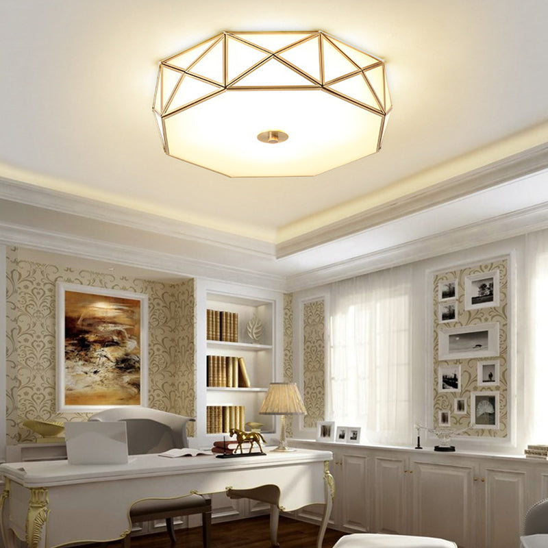 Glas Flushmount Verlichting Minimalistische Messing Drum Slaapkamer Flush Mount Plafond Licht Profiel