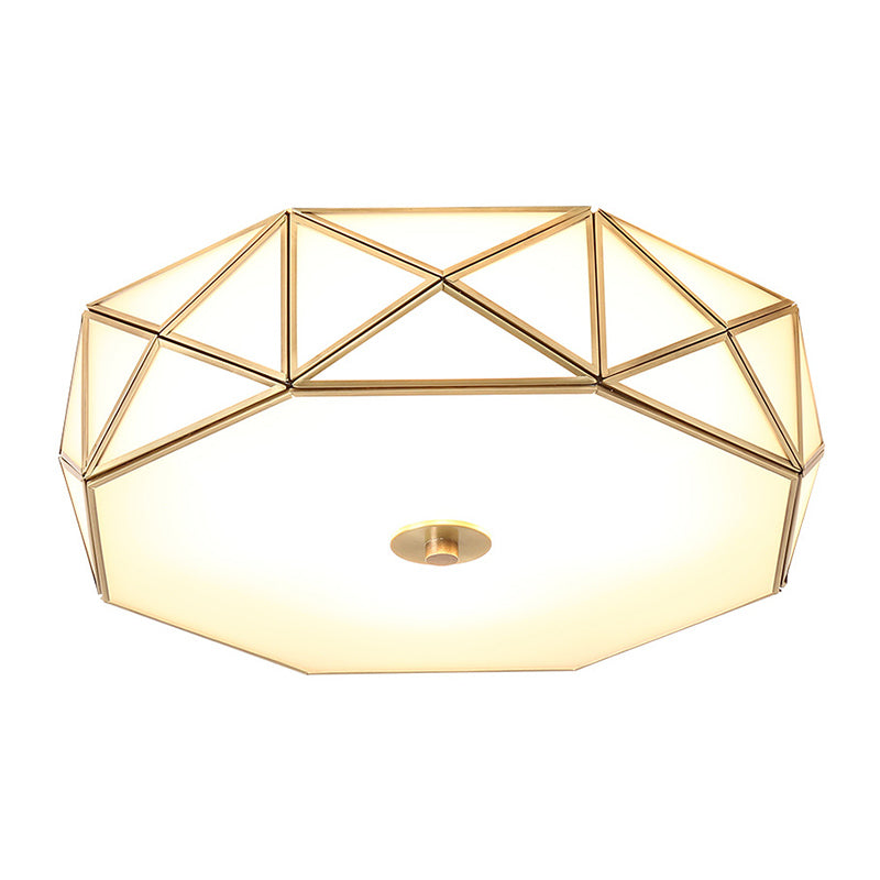 Glass Flushmount Lighting Minimalist Brass Drum Bedroom Flush Mount Ceiling Light Fixture