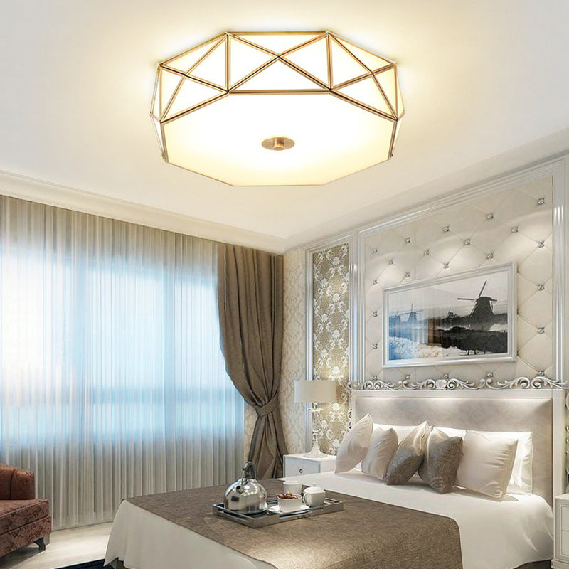 Glas Flushmount Verlichting Minimalistische Messing Drum Slaapkamer Flush Mount Plafond Licht Profiel