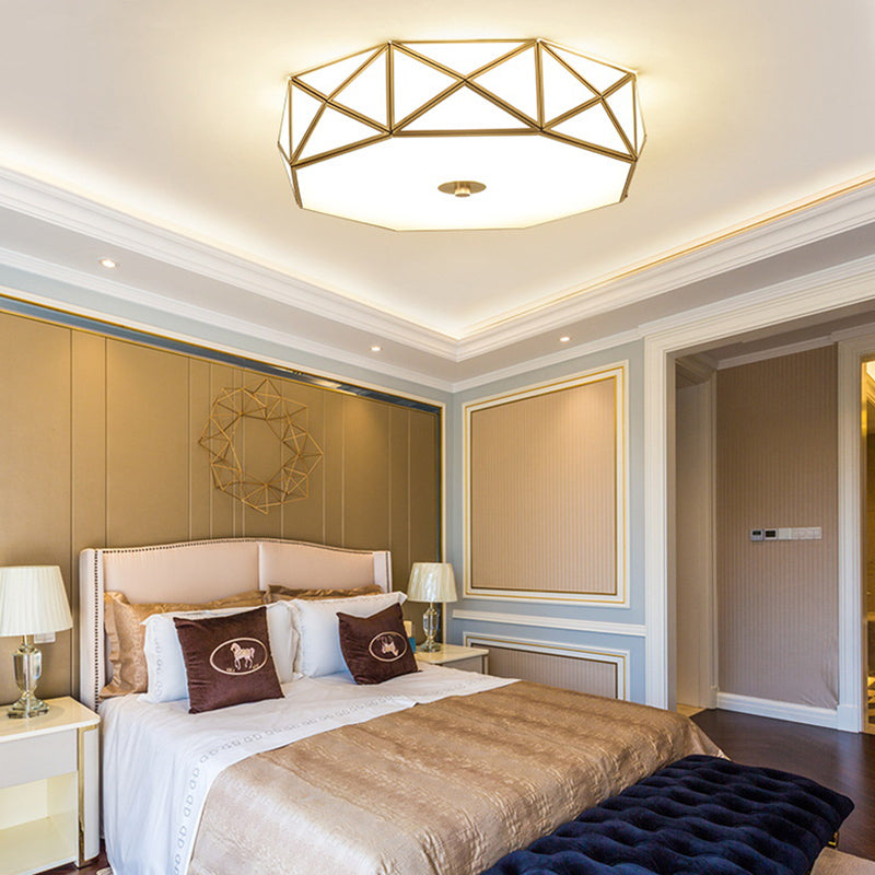 Glas Flushmount Verlichting Minimalistische Messing Drum Slaapkamer Flush Mount Plafond Licht Profiel