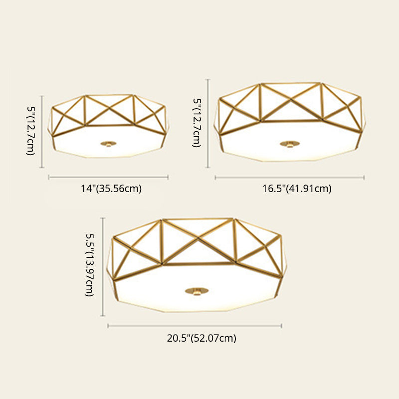 Glas Flushmount Verlichting Minimalistische Messing Drum Slaapkamer Flush Mount Plafond Licht Profiel