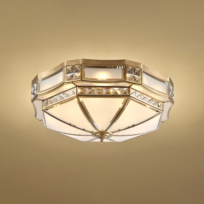 Lampadario da incasso in vetro ombreggiato Illuminazione tradizionale da incasso per soggiorno in ottone
