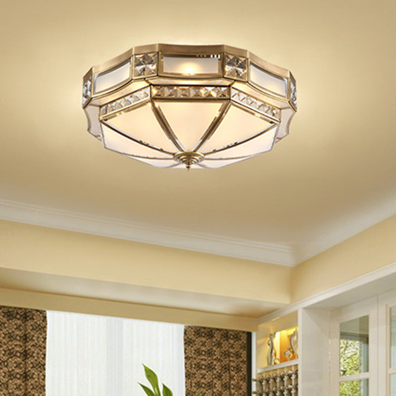 Lampadario da incasso in vetro ombreggiato Illuminazione tradizionale da incasso per soggiorno in ottone