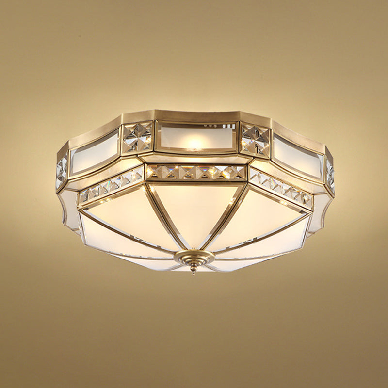 Lampadario da incasso in vetro ombreggiato Illuminazione tradizionale da incasso per soggiorno in ottone