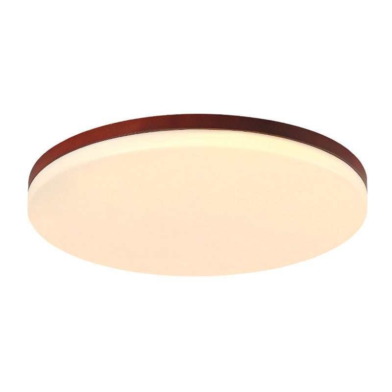 Ultrathin Wooden Ceiling Flush Mount Lighting Simplicity Red Brown Flush Lamp for Dining Room