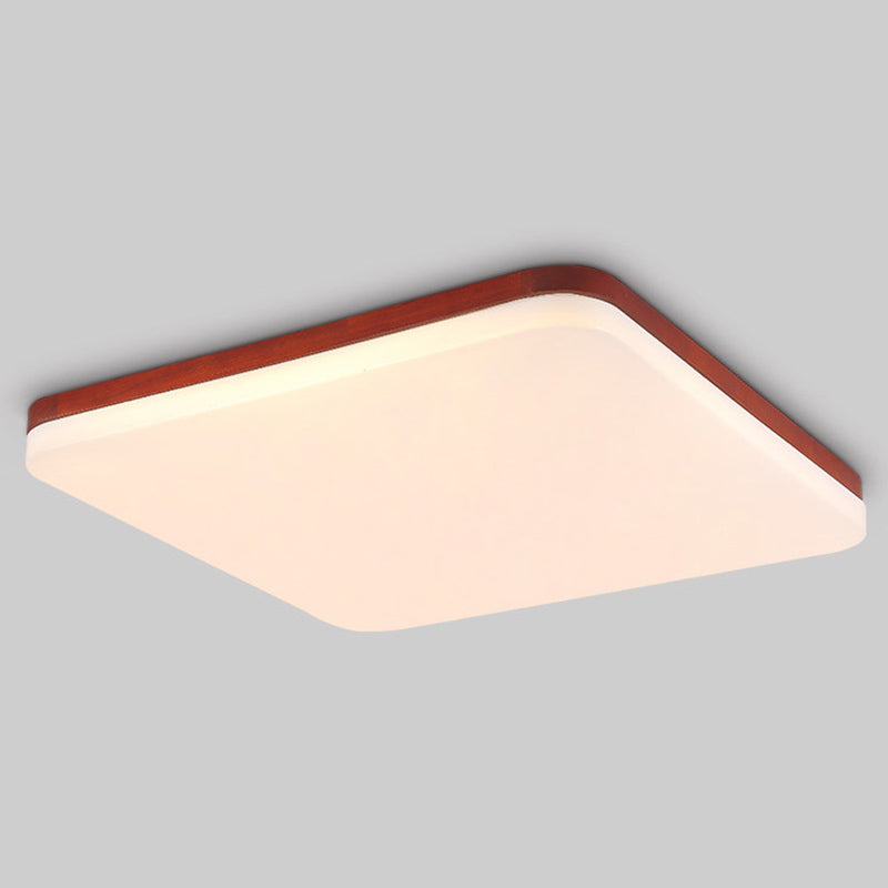 Ultrathin Wooden Ceiling Flush Mount Lighting Simplicity Red Brown Flush Lamp for Dining Room