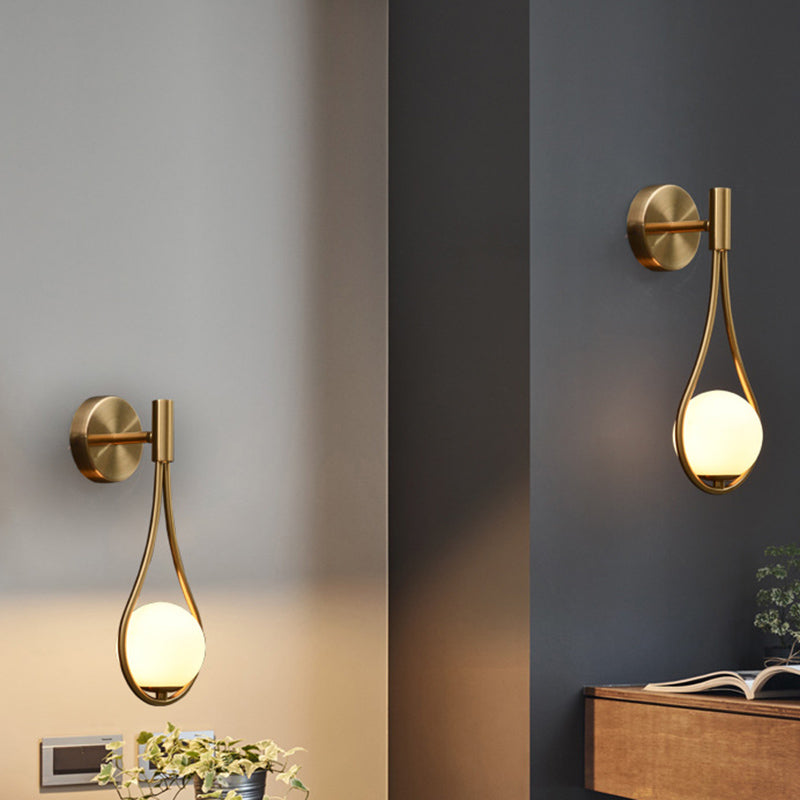 Modern Style Teardrop Sconce Light Fixture Glass Bedroom Wall Mounted Light Fixture