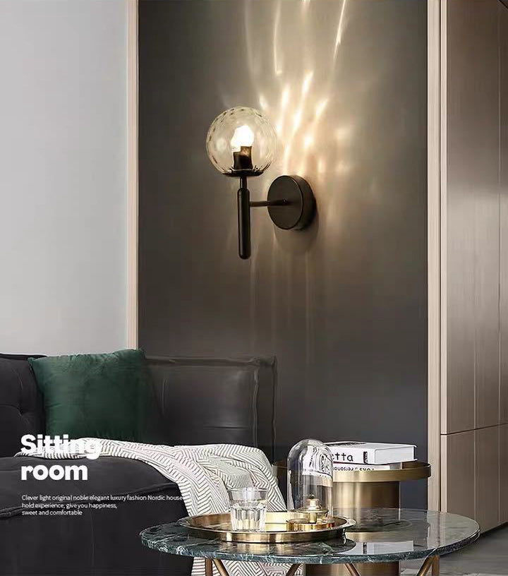 Nordic Style Single Light Wall Mounted Light Ball Glass Shade Wall Lighting for Bedside