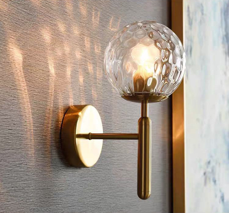 Nordic Style Single Light Wall Mounted Light Ball Glass Shade Wall Lighting for Bedside