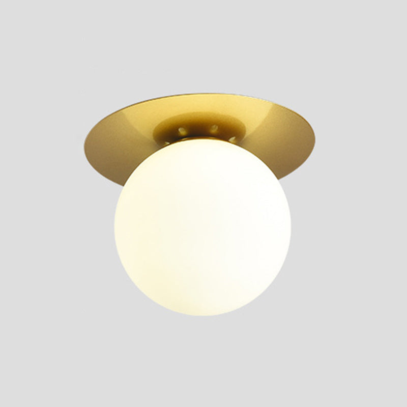 Minimalist Flush Mount Ceiling Light Fixture Spherical Flush Ceiling Light Fixture with Glass Shade
