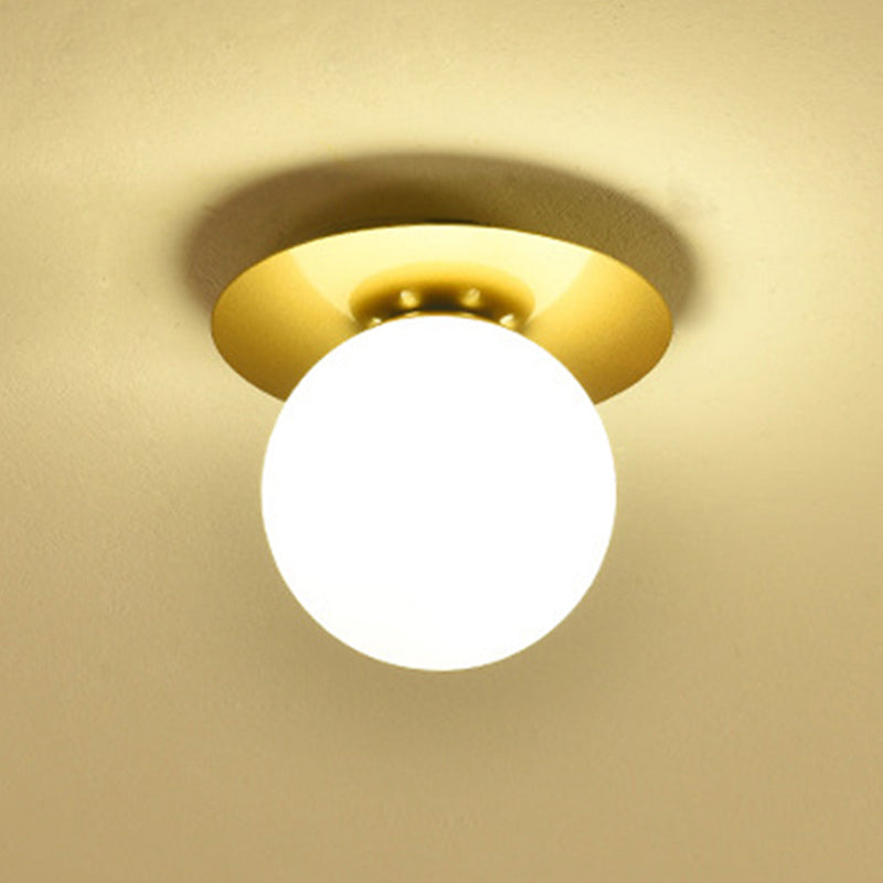 Minimalist Flush Mount Ceiling Light Fixture Spherical Flush Ceiling Light Fixture with Glass Shade