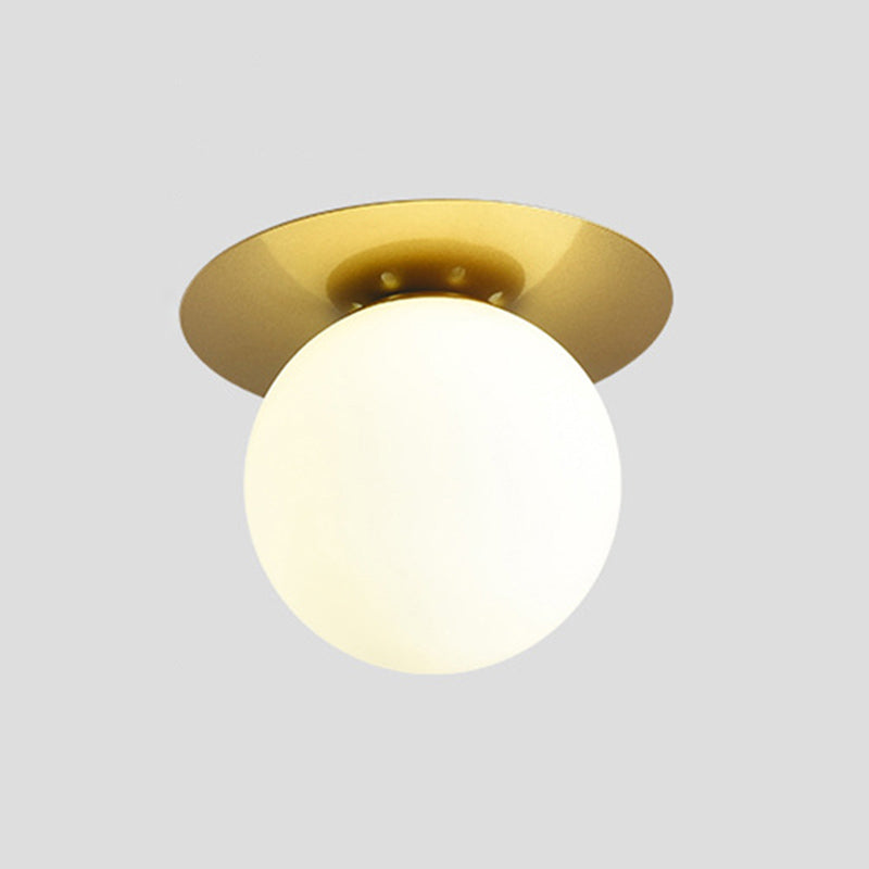 Minimalist Flush Mount Ceiling Light Fixture Spherical Flush Ceiling Light Fixture with Glass Shade