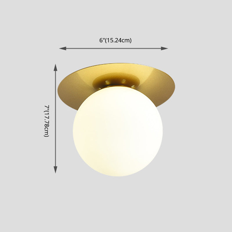 Minimalist Flush Mount Ceiling Light Fixture Spherical Flush Ceiling Light Fixture with Glass Shade