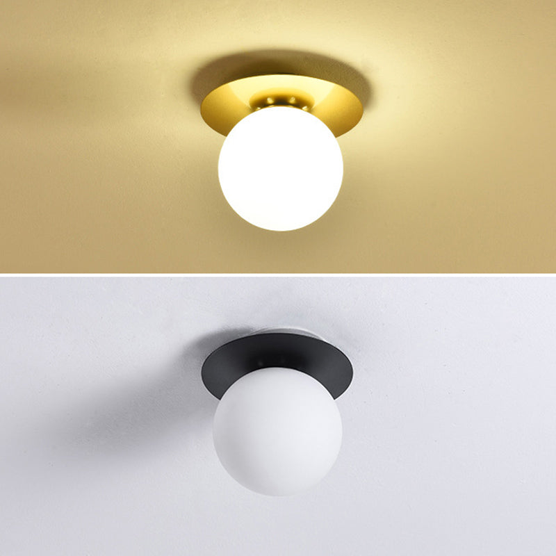Minimalist Flush Mount Ceiling Light Fixture Spherical Flush Ceiling Light Fixture with Glass Shade