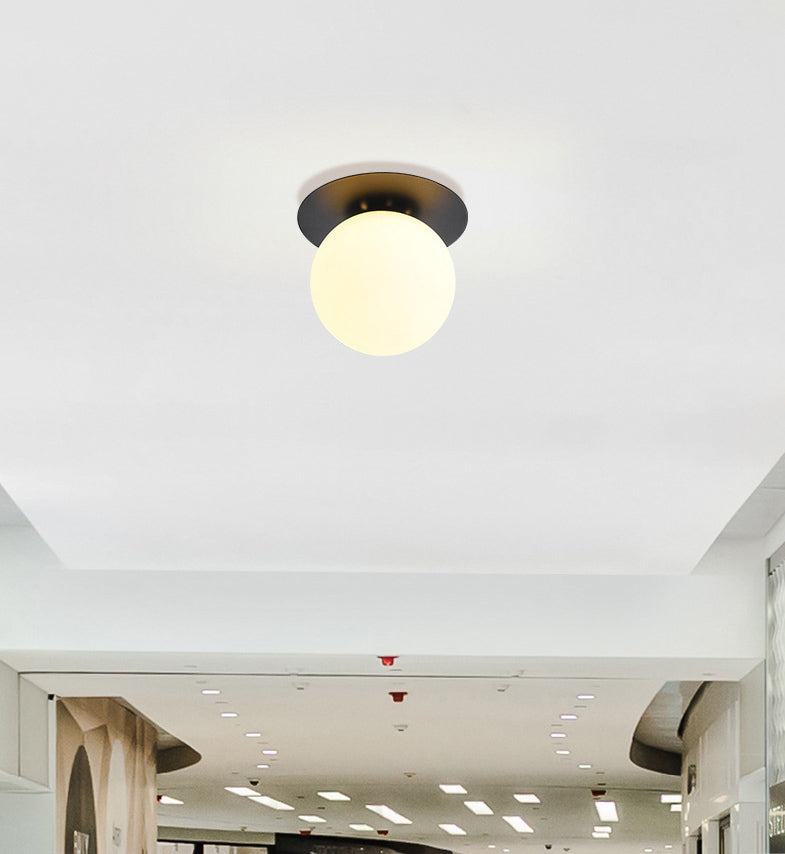Minimalist Flush Mount Ceiling Light Fixture Spherical Flush Ceiling Light Fixture with Glass Shade