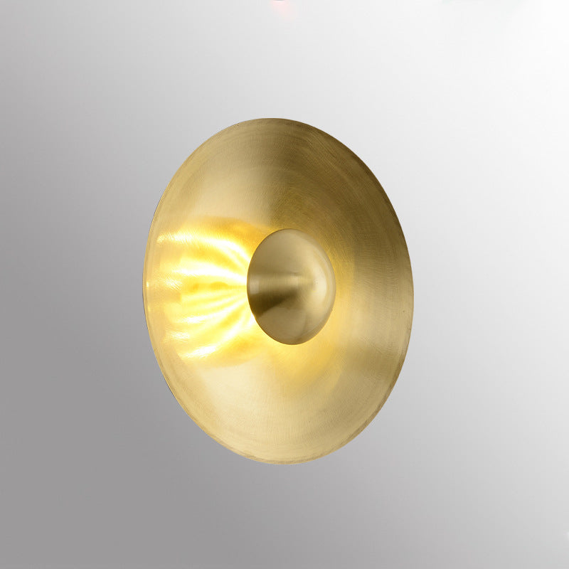 Round Disc Sconce Light Fixture Nordic Minimalist Style Copper 1 Light Sconces