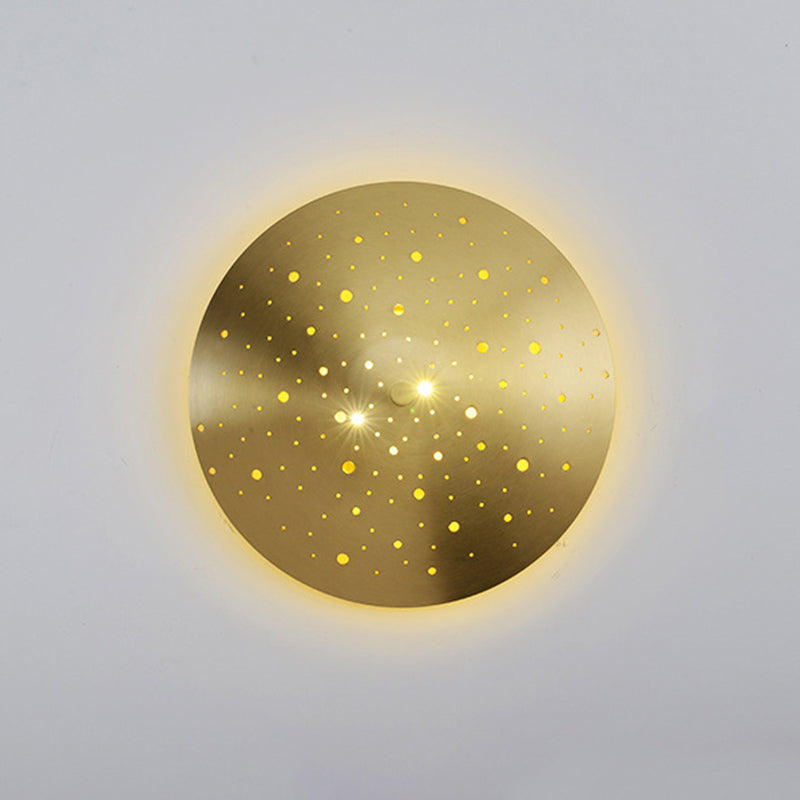 Round Disc Sconce Light Fixture Nordic Minimalist Style Copper 1 Light Sconces