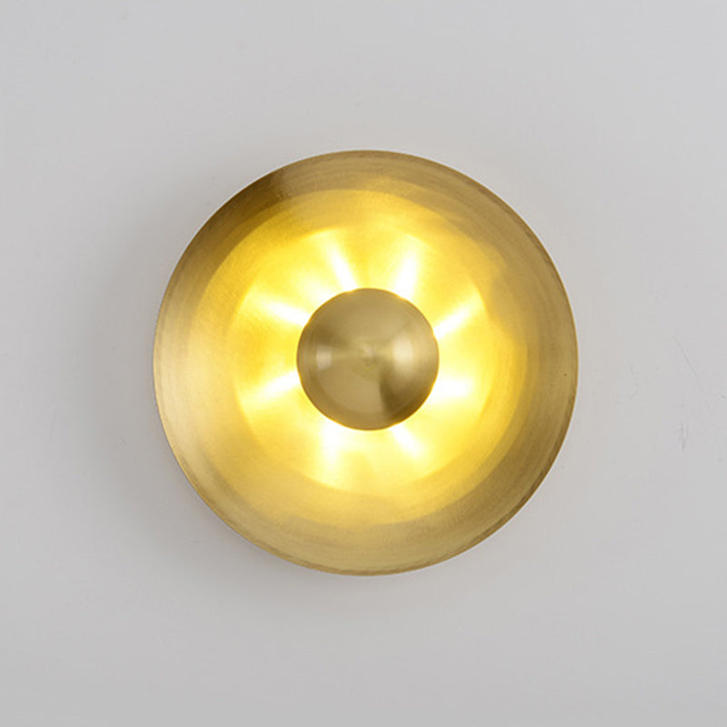 Round Disc Sconce Light Fixture Nordic Minimalist Style Copper 1 Light Sconces