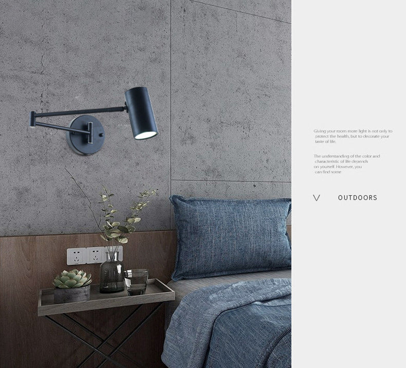 Swing Arm Wall Sconce Modern Minimalist Style Metal 1 Light Sconces for Bedroom