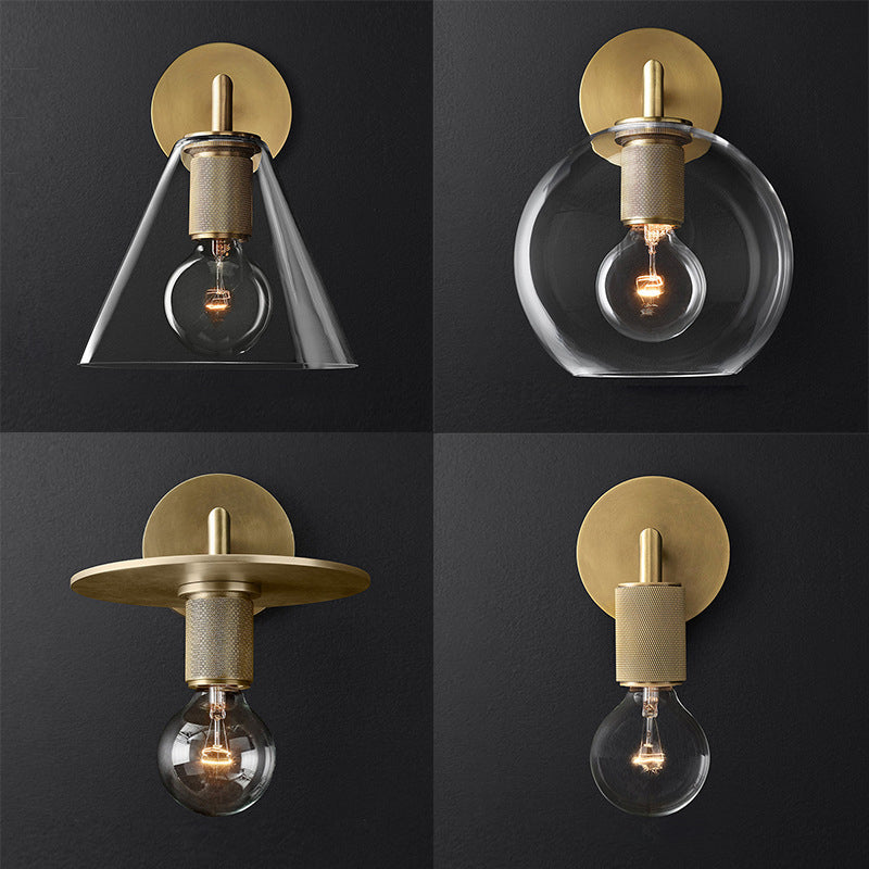 Retro Minimalist Style Cone Sconce Light Fixture Glass Sconces for Bedroom