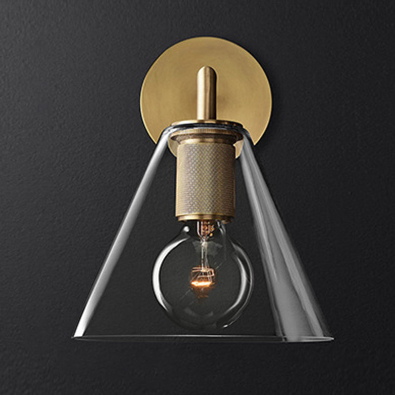 Retro Minimalist Style Cone Sconce Light Fixture Glass Sconces for Bedroom