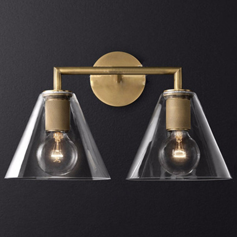 Retro Minimalist Style Cone Sconce Light Fixture Glass Sconces for Bedroom