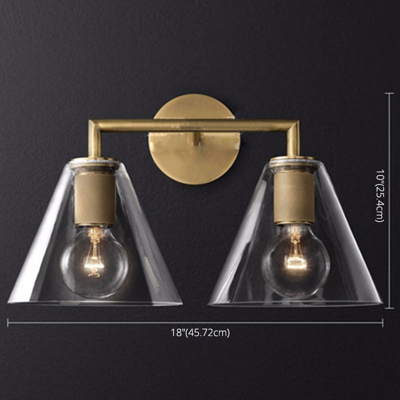 Retro Minimalist Style Cone Sconce Light Fixture Glass Sconces for Bedroom