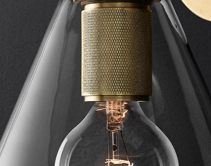 Retro Minimalist Style Cone Sconce Light Fixture Glass Sconces for Bedroom