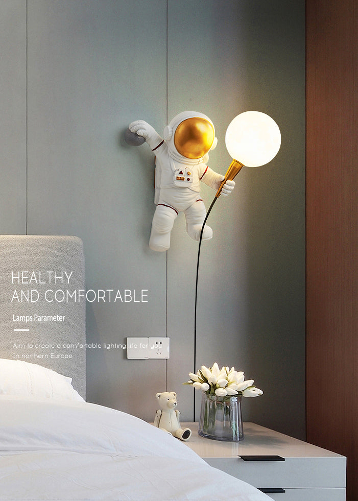 Astronaut modellieren kugelförmige Wandleuchten kreative Harzleuchten
