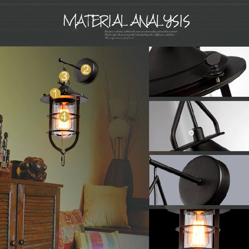 Bewaffnete Metallwandleuchten Amerikaner Retro Industrial Style 1 Lichtleuchte