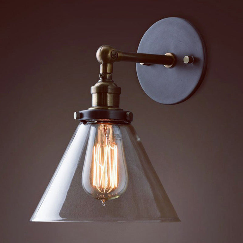 1-Light Armed Sconce Light Fixture European Retro Style Glass Sconces