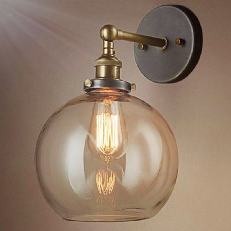 1-Light Armed Sconce Light Fixture European Retro Style Glass Sconces