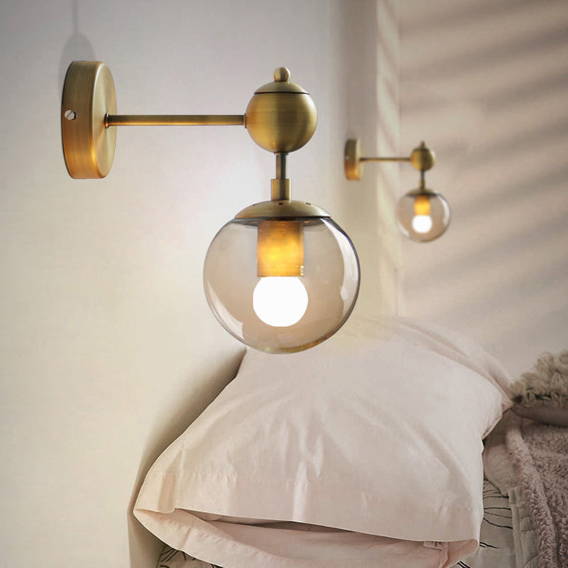 Spherical Wall Sconce Lights Nordic Retro Style Glass Sconces for Bedroom
