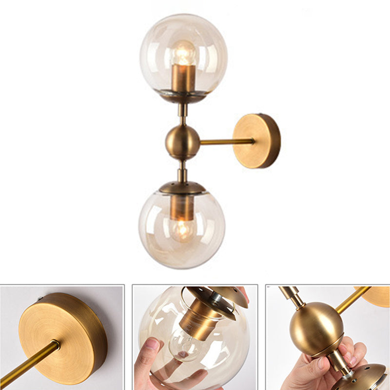 Spherical Wall Sconce Lights Nordic Retro Style Glass Sconces for Bedroom
