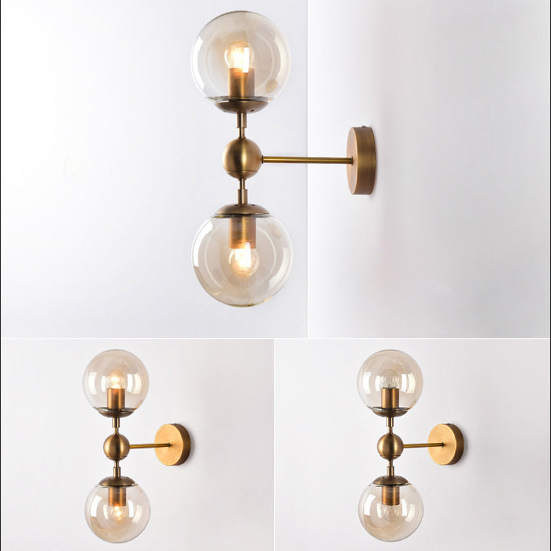 Spherical Wall Sconce Lights Nordic Retro Style Glass Sconces for Bedroom