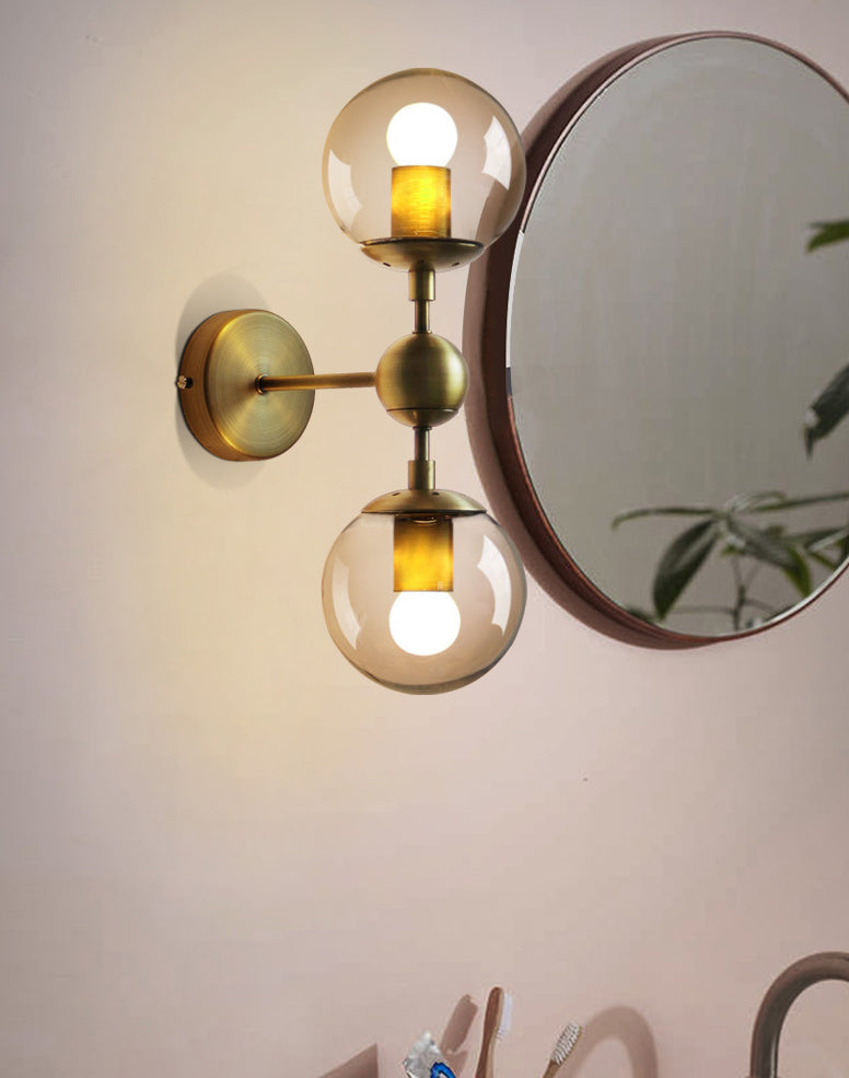 Spherical Wall Sconce Lights Nordic Retro Style Glass Sconces for Bedroom