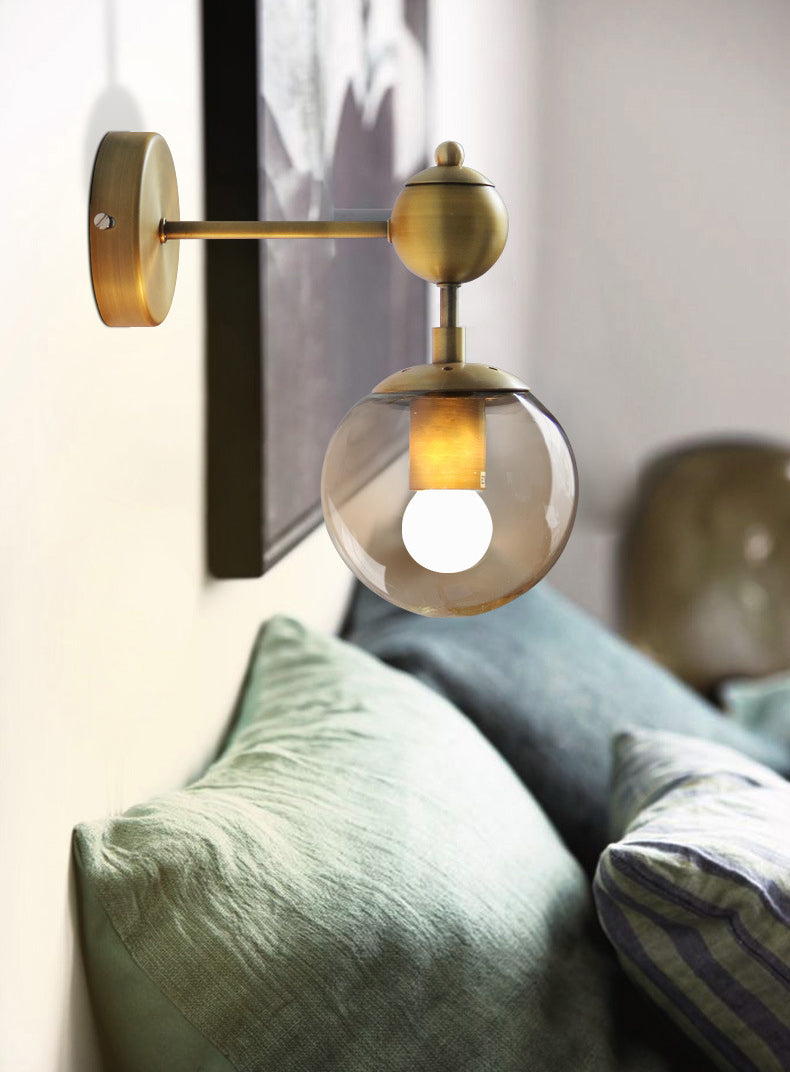 Spherical Wall Sconce Lights Nordic Retro Style Glass Sconces for Bedroom