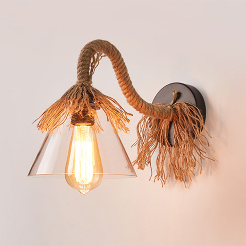 Gooseneck Stem Wall Light Sconce American Retro Style Glass 1 Light Sconces