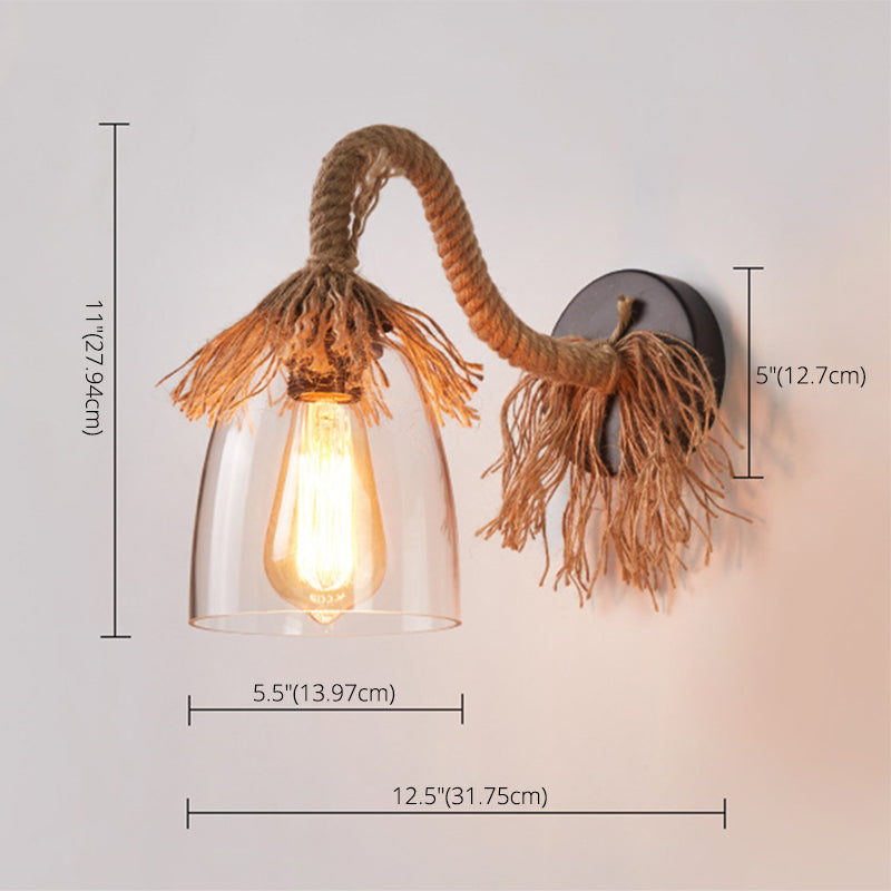 Gooseneck Stem Wall Light Sconce American Retro Style Glass 1 Light Sconces