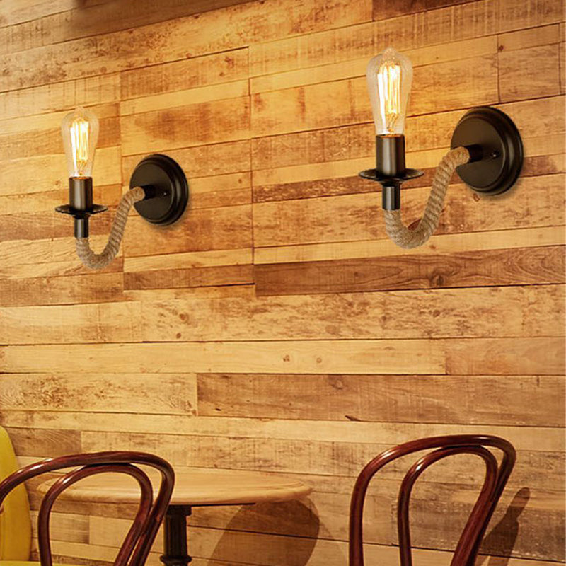 Gooseneck Wall Lamp American Retro Style Metal 1 Light Sconces