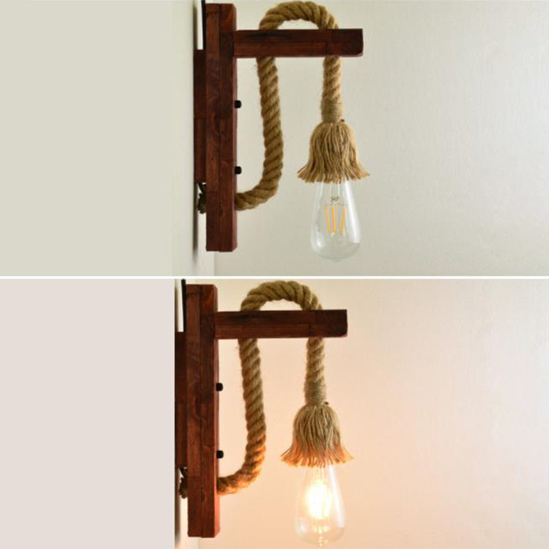 Retro -Pastoralstil exponierte Lampen Wandleuchte Leuchtenholz 1 Leichte Leuchten