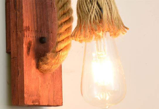 Retro -Pastoralstil exponierte Lampen Wandleuchte Leuchtenholz 1 Leichte Leuchten