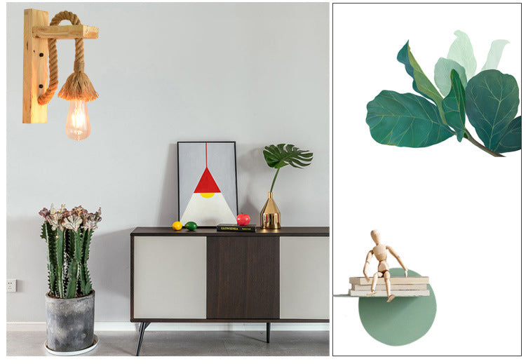 Retro -Pastoralstil exponierte Lampen Wandleuchte Leuchtenholz 1 Leichte Leuchten